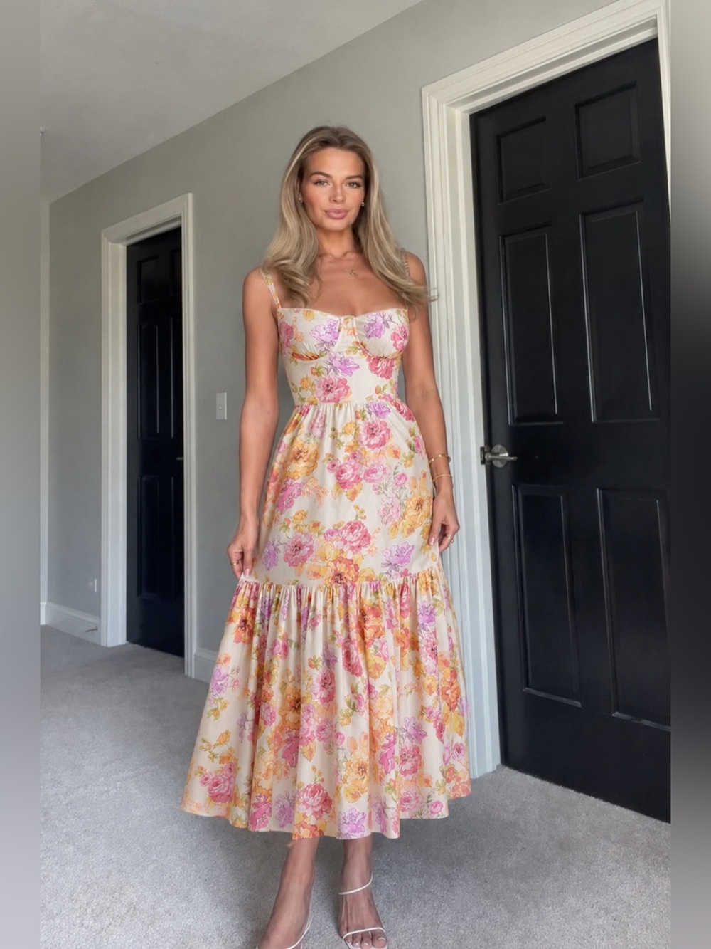 House of CB Elia ivory floral midi sundress